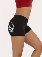 Skeleton Print Plus Size Sports Shorts for Halloween