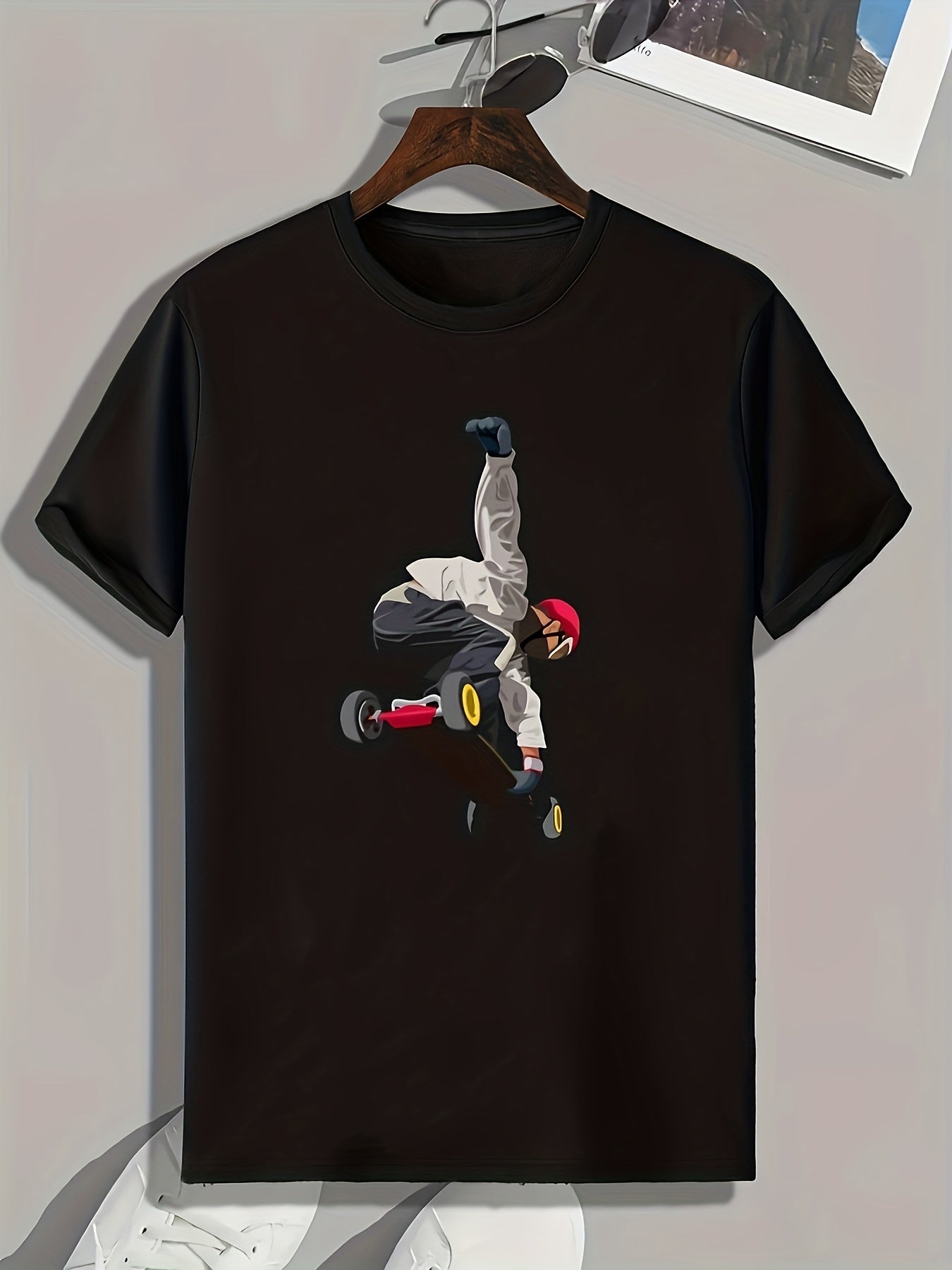 Boy Skateboarding Print Men's Graphic T-shirt for Summer