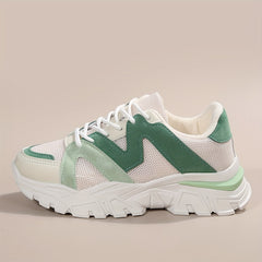 Women's Knit Mesh Platform Sneakers Casual Lace Up Low Top Sports Shoes
