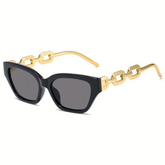 Cat Eye Sunglasses Mod Mirror Lens Chain Temple UV400