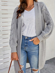 Twist Pattern Open Front Long Sleeve Cardigan