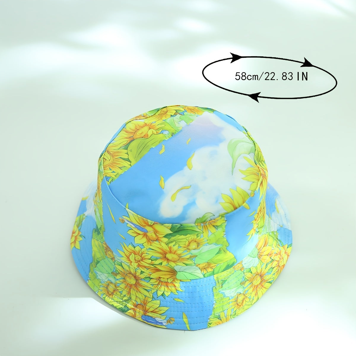 Sunflower Print Bucket Hat Reversible Sunscreen Beach Hats Fisherman Cap