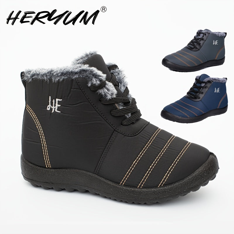 Embroidered Lace up Waterproof Winter Snow Boots for Women