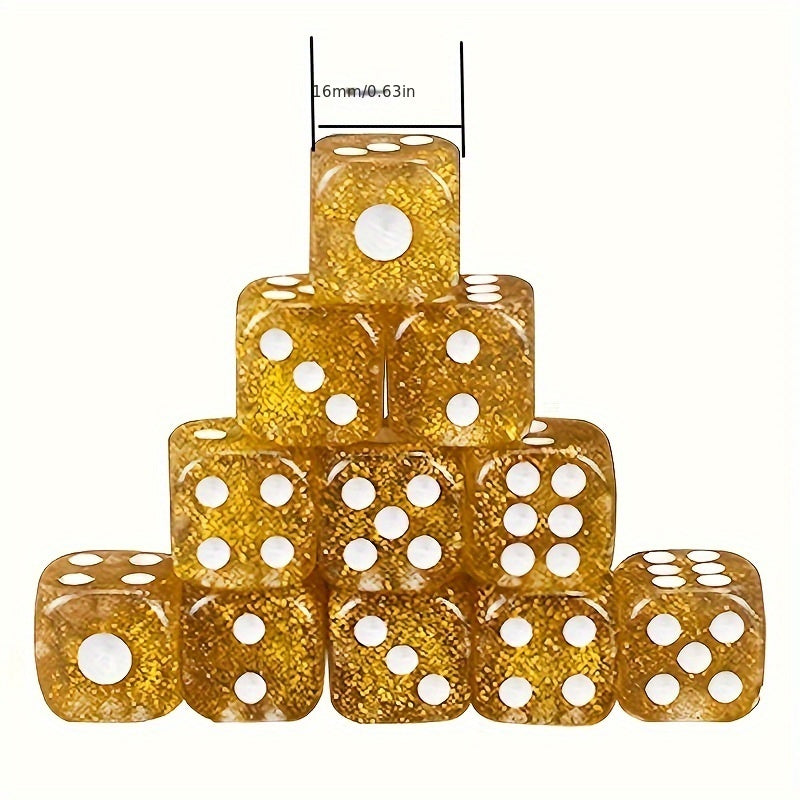 12pcs Set 16mm Transparent Crystal Dice for Party Family Games