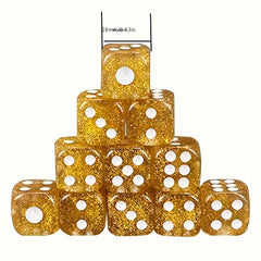12pcs Set 16mm Transparent Crystal Dice for Party Family Games