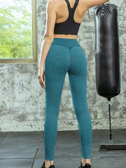 High Waist Honeycomb Print Yoga Leggings for Women