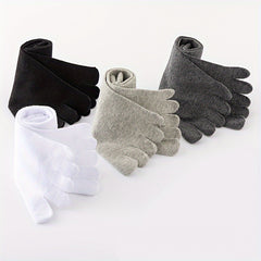 4 Pairs Solid Toe Socks Five Finger Crew Socks for Running Athletic Women's