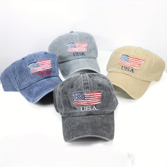 Men's American Flag Washed Baseball Cap Trucker Caps