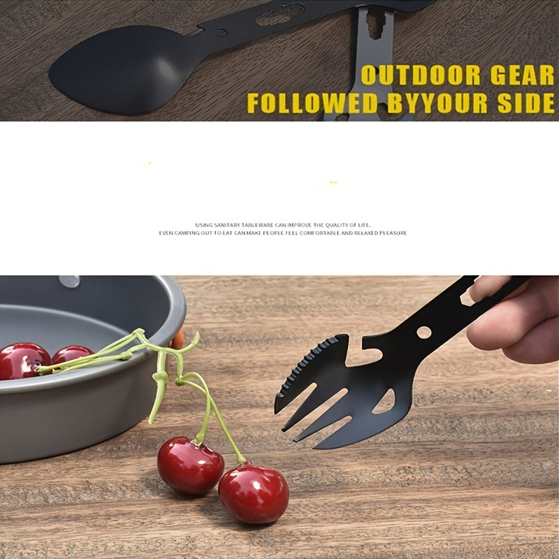 Camping Survival Multi-Tool: Fork, Spoon, Bottle Opener, Fish Harpoon