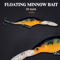 6pcs Floating Minnow Lure Topwater Hard Bait Fishing Tackle