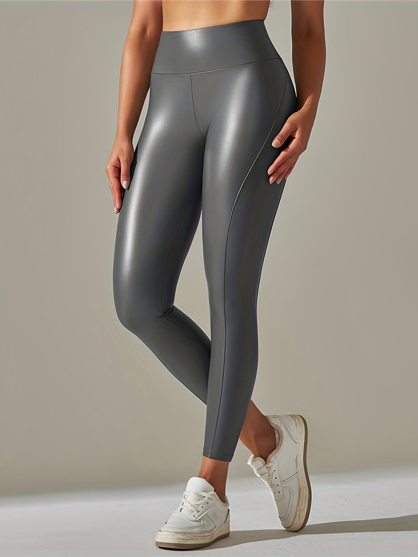 Faux Leather Skinny Leggings High Waist Casual Leggings
