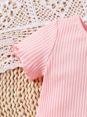 Baby Girls Summer Knitted Short Sleeve T-shirt 3pcs Set