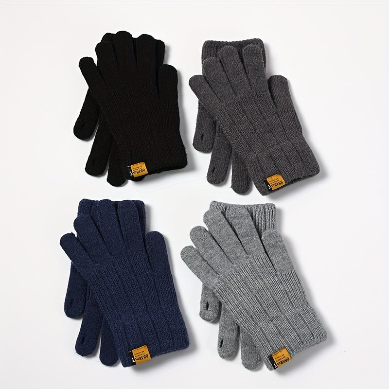 Winter Velvet Lining Warm Gloves Touch Screen Knitted Gloves