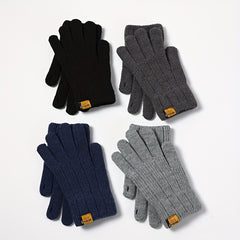 Winter Velvet Lining Warm Gloves Touch Screen Knitted Gloves