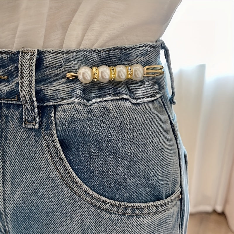 Vintage Faux Pearls Waistband Pin for Women Clothing Dresses