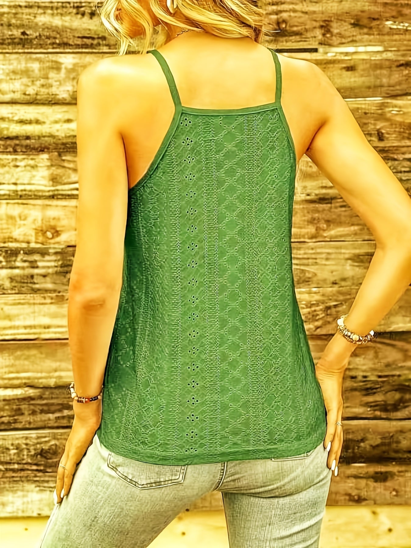 Eyelet Embroidery Cami Top Sleeveless Summer Top