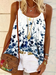 Marble Print Cami Top Round Neck Medium Stretch