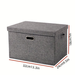 Fabric Clothes Storage Basket With Lids & Handles