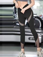 High Waist Mesh Contrast Butt Lifting Yoga Pants Fitness Running Sports Leggings