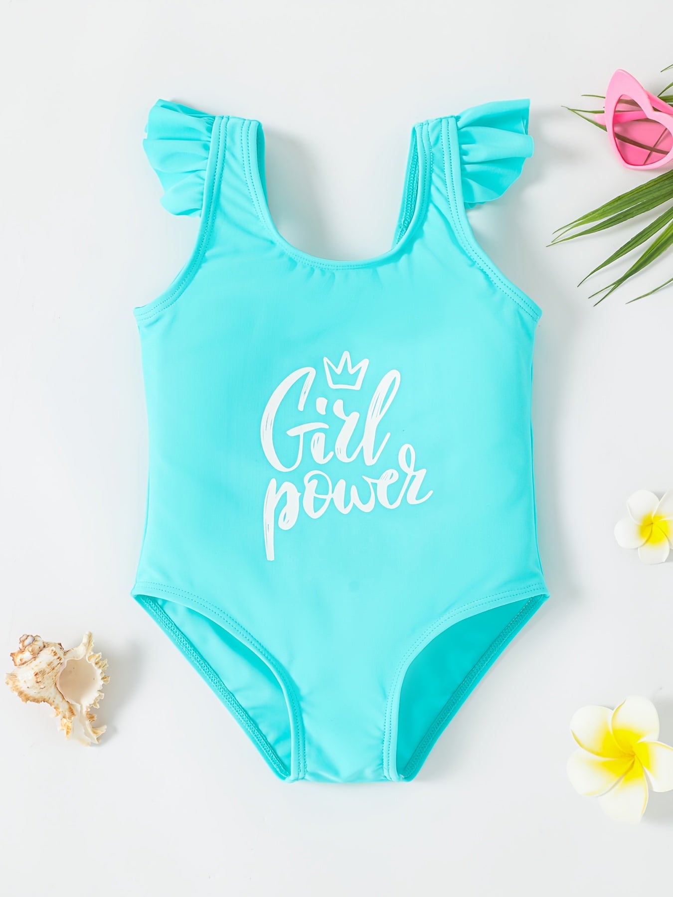 Toddler Girls GIRL POWER Onesie Swimsuit Sleeveless Camisole