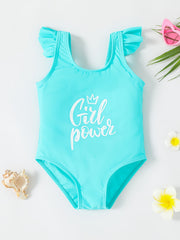 Toddler Girls GIRL POWER Onesie Swimsuit Sleeveless Camisole