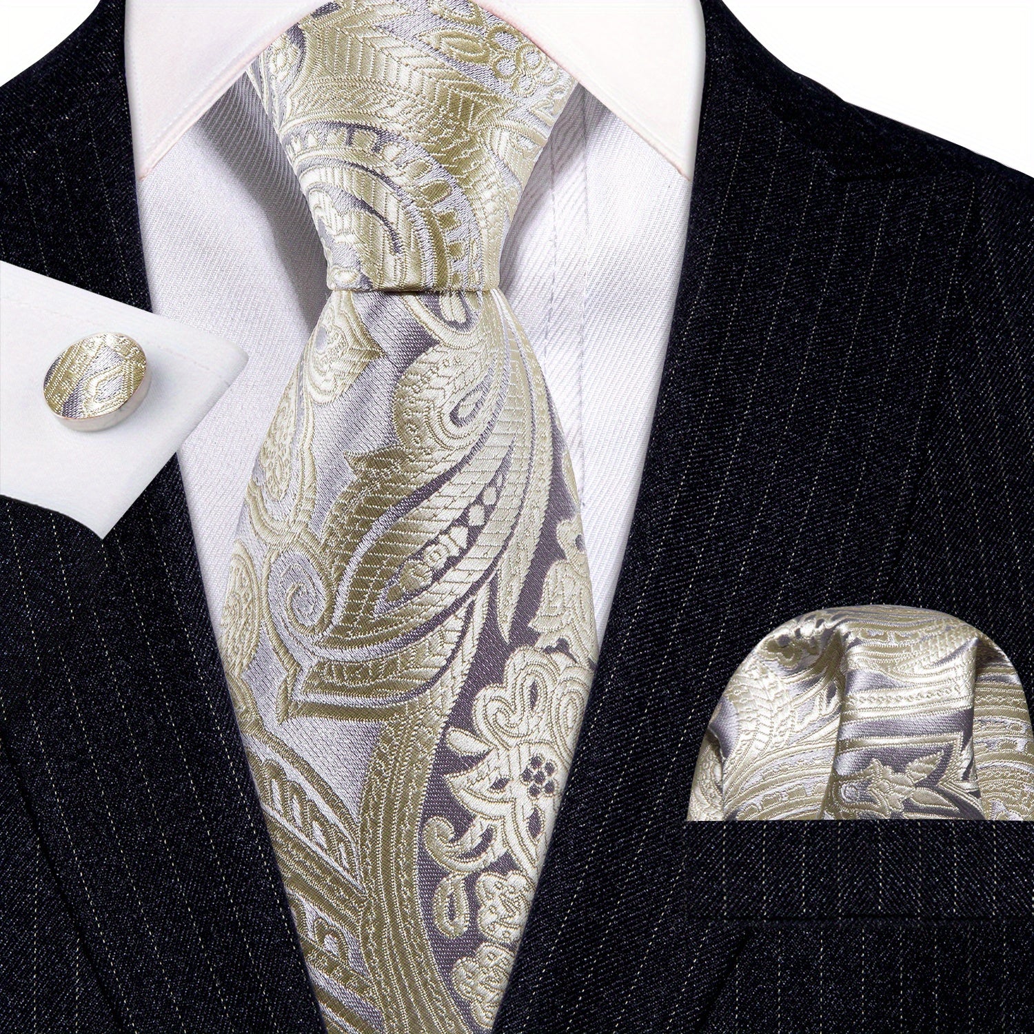 Men's Paisley Silk Tie Set for Formal Party