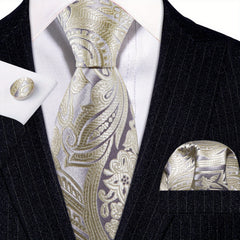 Men's Paisley Silk Tie Set for Formal Party