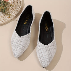Women's Tweed Ballet Flats Soft Sole Slip On Shoes
