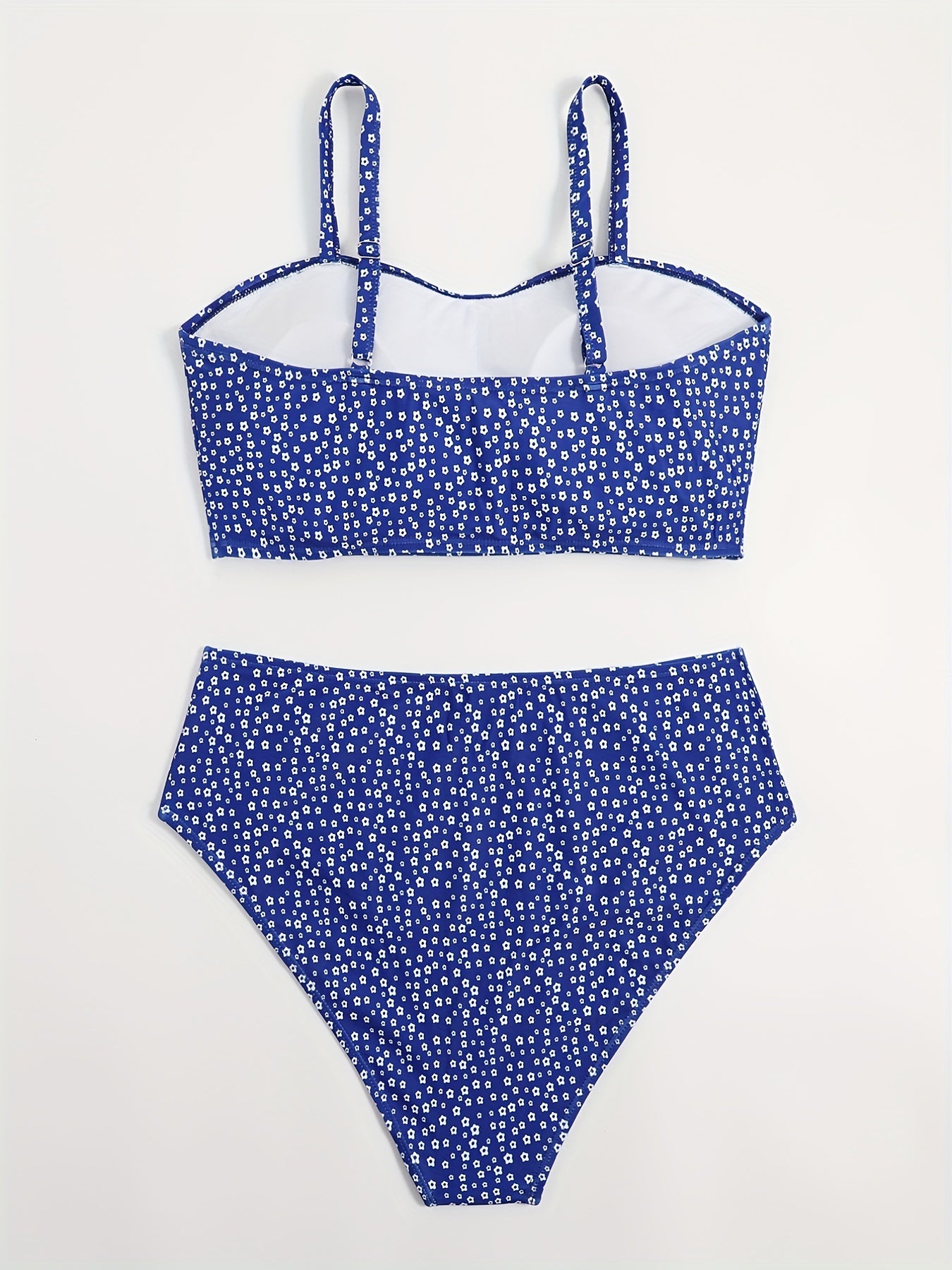 Floral Print Tankini Set Women's Cami Crop Top & Panty Two Piece