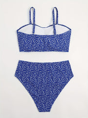Floral Print Tankini Set Women's Cami Crop Top & Panty Two Piece
