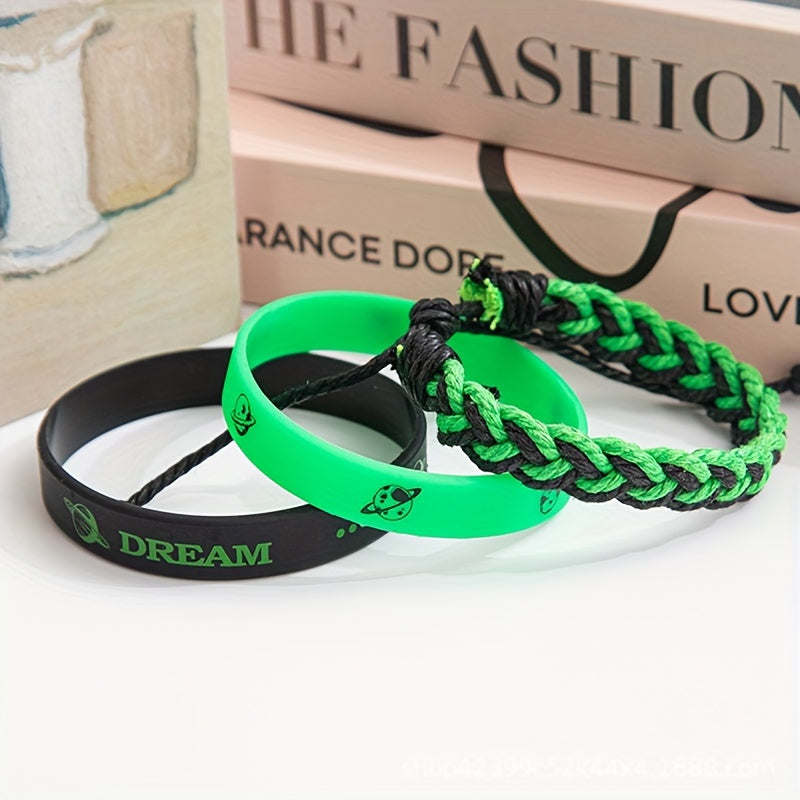 3 Pcs Sports Silicone Woven Bracelet Accessories