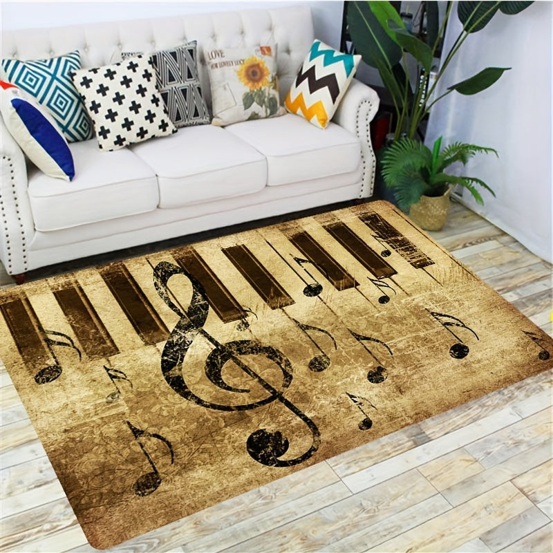 Retro Music Note Area Rug Non Slip Floor Mat Door Mats Carpet