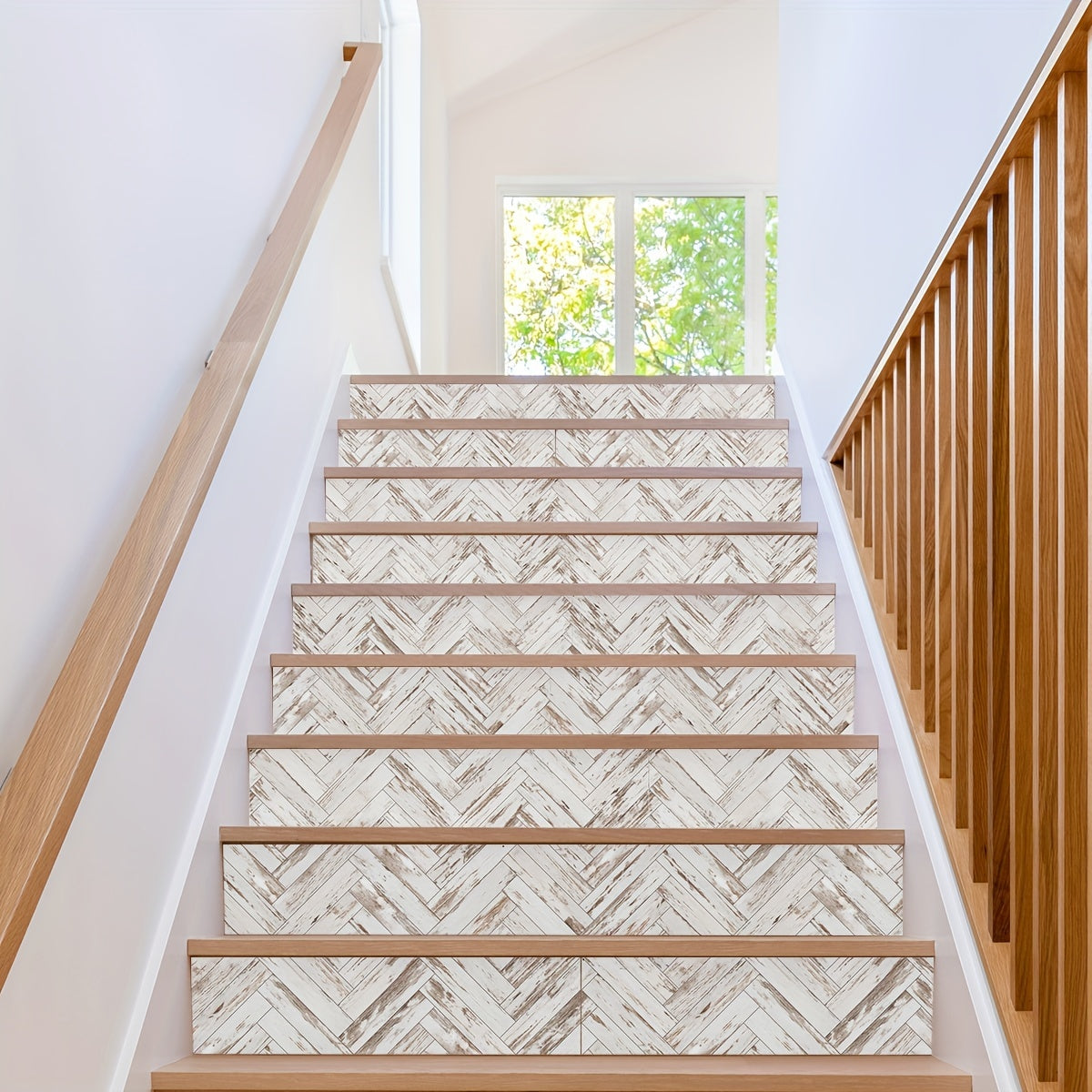6pcs Wood Grain Stair Stickers Self-adhesive Wallpaper Home Decor Waterproof