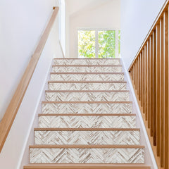 6pcs Wood Grain Stair Stickers Self-adhesive Wallpaper Home Decor Waterproof