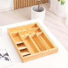 Adjustable Bamboo Silverware Organizer Drawer Dividers Expandable Cutlery Holder