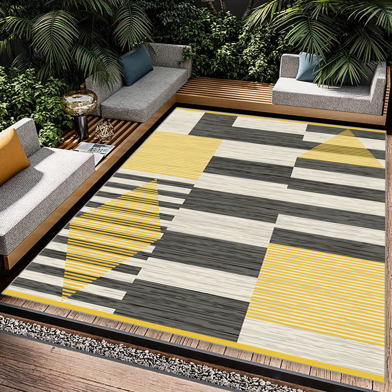 Geometric Line Patterned Carpet for Living Room, Dining Room & Office