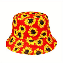 Men's Sunflower Print Bucket Hat Outdoor Sun Hat