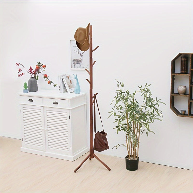 Wooden Coat Rack Floor standing Bedroom Vertical Coat Rack