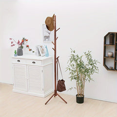 Wooden Coat Rack Floor standing Bedroom Vertical Coat Rack