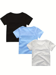 Summer Boys Stitching Letter Print T-shirts 3pcs