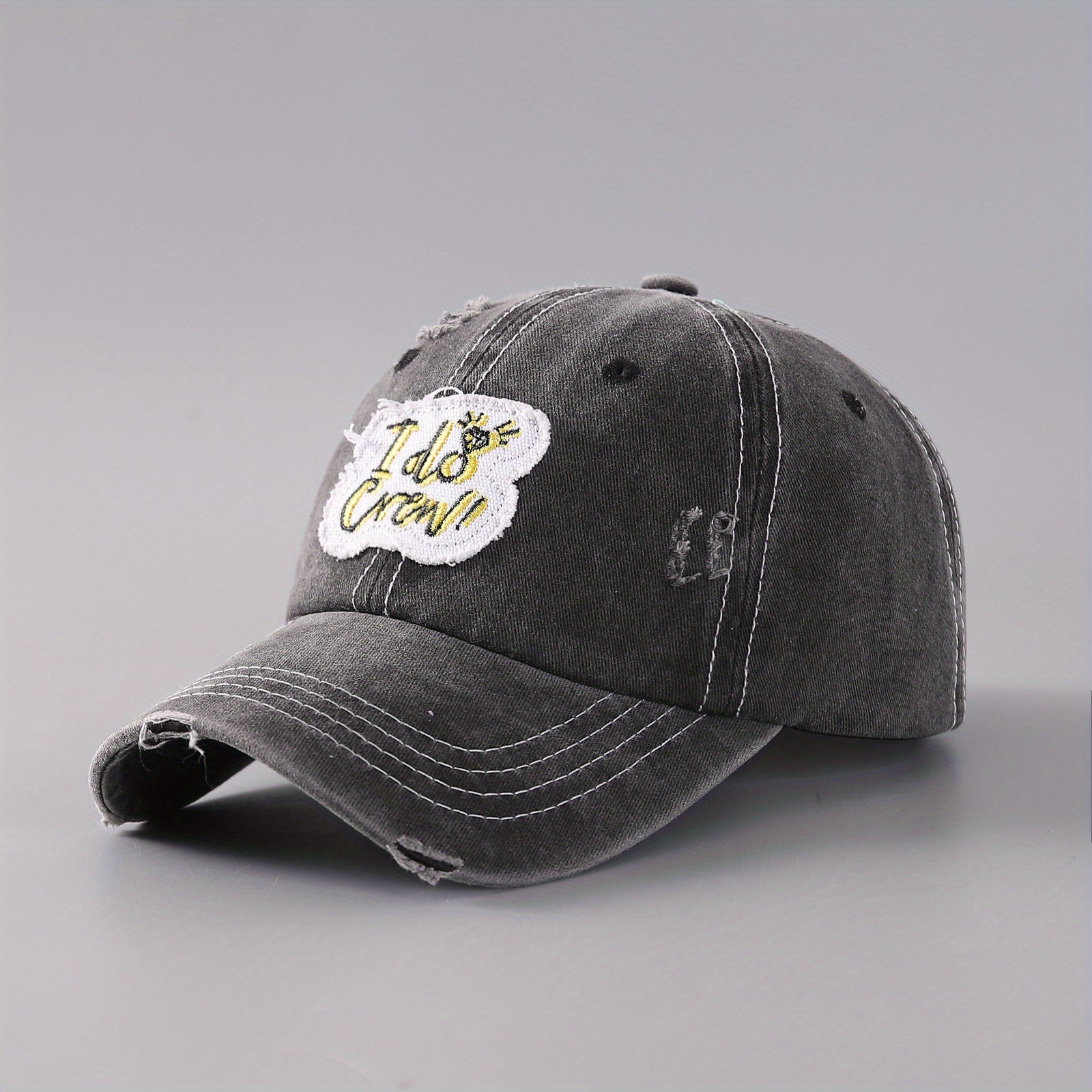 Vintage Ripped Patch Baseball Cap Distressed Dad Hat
