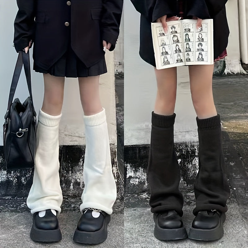 Solid Leg Warmers Knee High Socks Women's Stockings