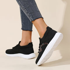 Women's Knitted Sports Shoes Lace Up Low Top Running Shoes