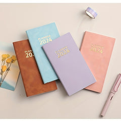A6 English Calendar Book Faux Leather Monthly Index Notebook Daily Planner
