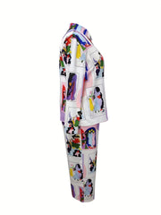 Painting Print Shirt & Pants Outfits 2 Piece Set