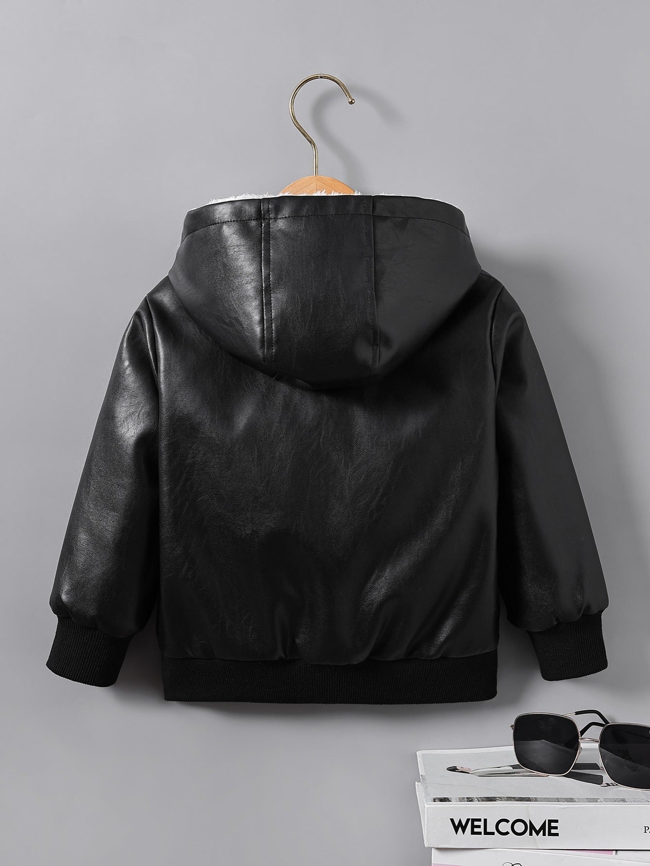 Baby Boys PU Leather Fleece-Lined Jacket