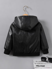 Baby Boys PU Leather Fleece-Lined Jacket