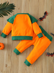 Toddler Boy's Halloween Outfit 2pcs Cotton Set Pumpkin Pattern Kid's Clothes