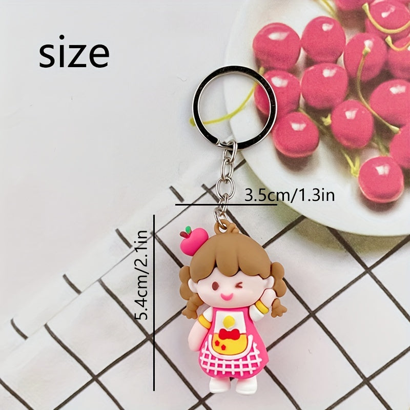 3D Ponytail Girl Doll Keychain Hanging Decoration