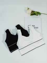 2pcs Letter Print Tank Tops V Neck Sports Top Women's Lingerie & Underwear
